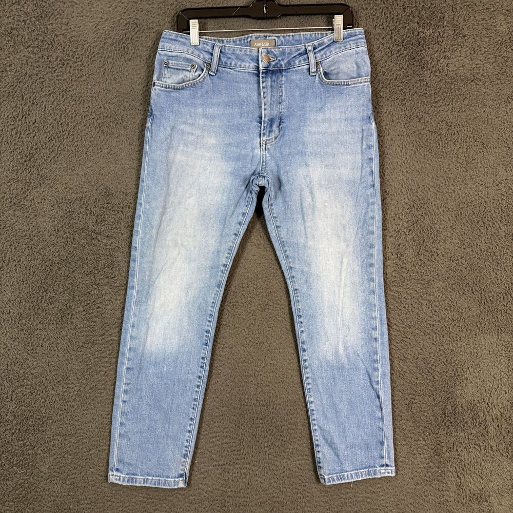 Ash & Erie Jeans Mens 33x28 (Fits 31x27) Blue Slim Fit Stretch Light Wash Denim